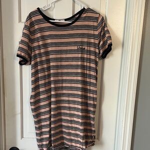 Vans Pink and Black Striped Tee shirt dress